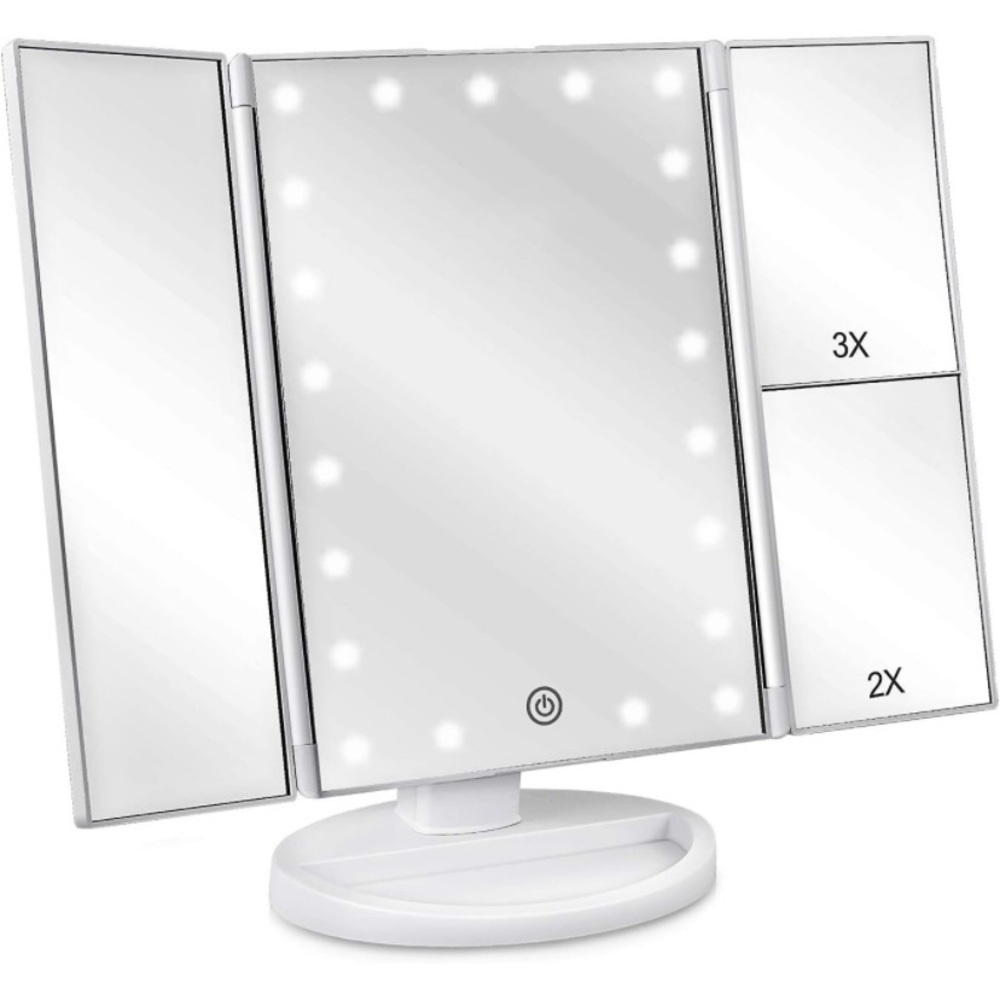 DeWEISN Tri-Fold lighted Vanity mirror